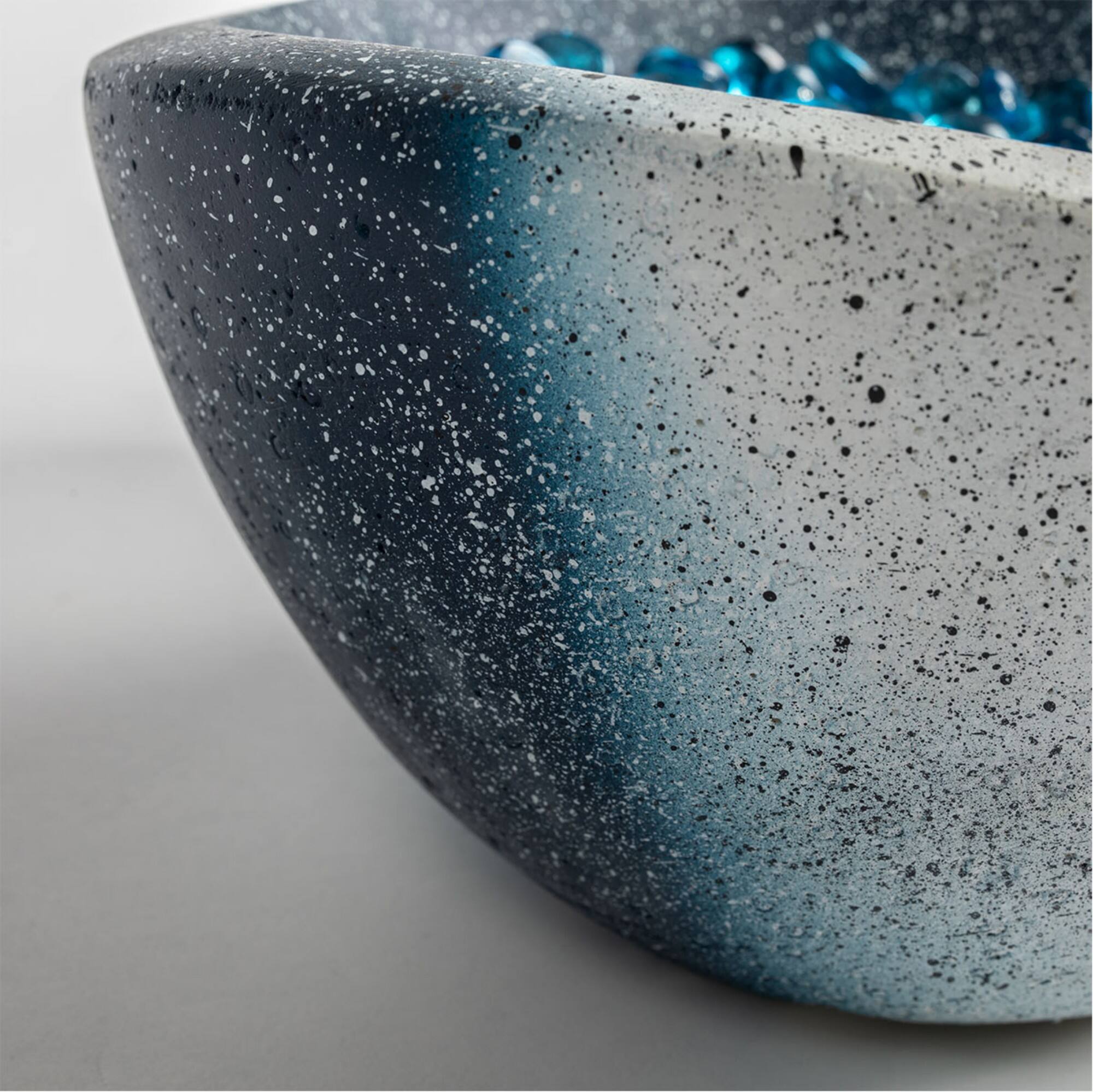 Alt View 8. Boyel Living - Tabletop Ethanol Fire Pit, Portable Concrete Fire Bowl, Smokeless Indoor/Outdoor Tabletop Fireplace, Mixed Color - Blue.