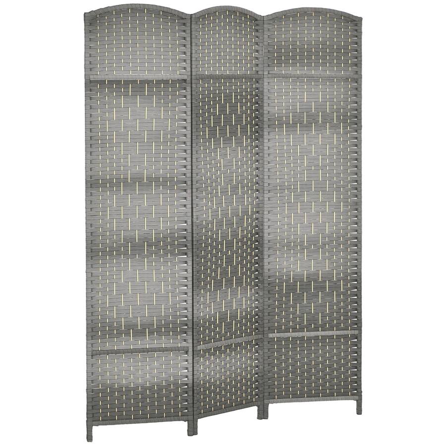 Homcom 3 Panel Room Divider, 6' Tall Folding Privacy Screen, Hand Woven ...