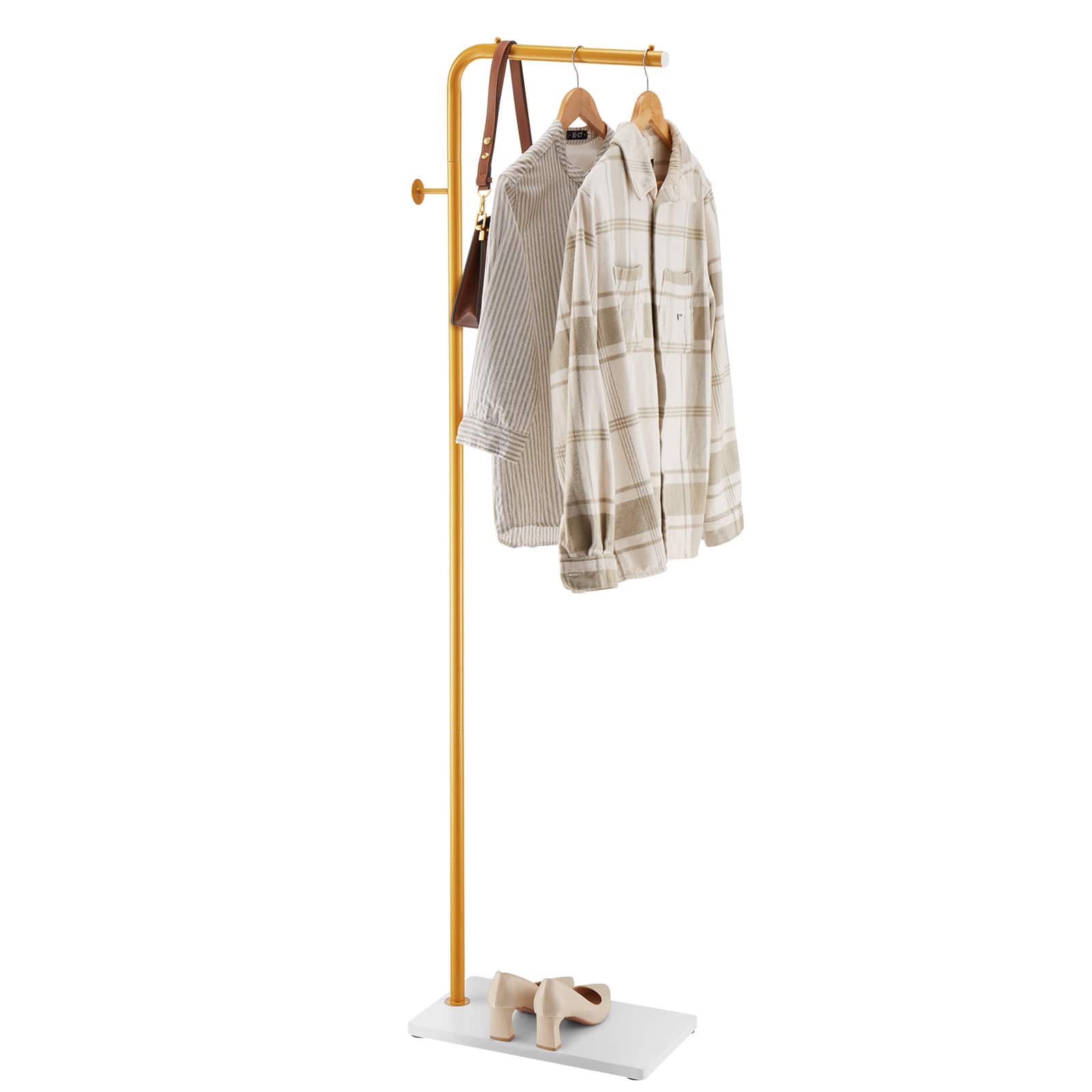 VEVOR - Coat Rack, Freestanding Coats Rack Stand with Quartz Stone Base & 3 Round Hooks, Free Standing Hall Coat Tree - Gold