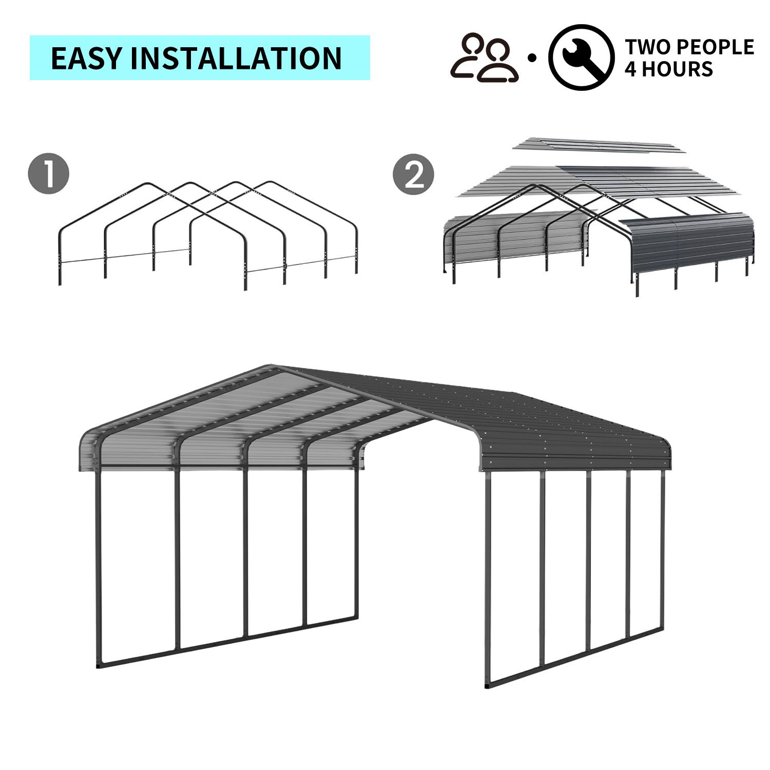 EASY INSTALLATION  
TWO PEOPLE 4 HOURS