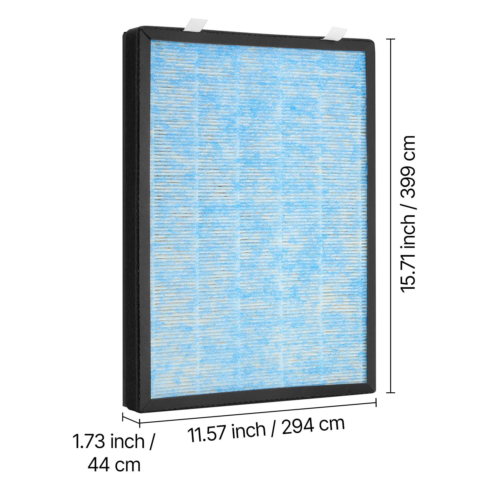 - 15.71 inch / 399 cm
- 11.57 inch / 294 cm
- 1.73 inch / 44 cm