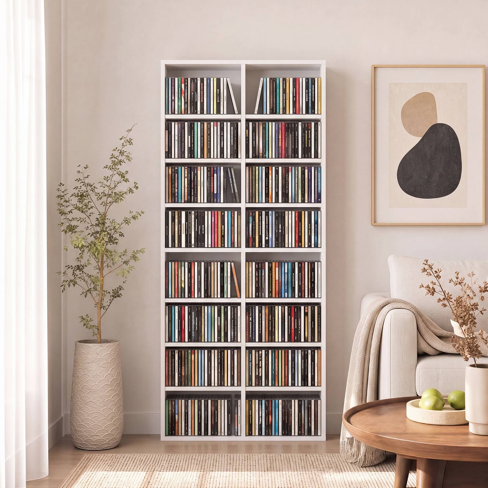 Alt View 4. Costway - Costway 2 PCS 16-Cube Bookcases CD Storage Rack with 12 Adjustable Shelves, Media Storage Organizer - White.