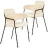 LeisureMod - Axis 2-PCS Contemporary Upholstered Dining Room Side Chair with Padded Cushion Seat & Steel Frame - Beige