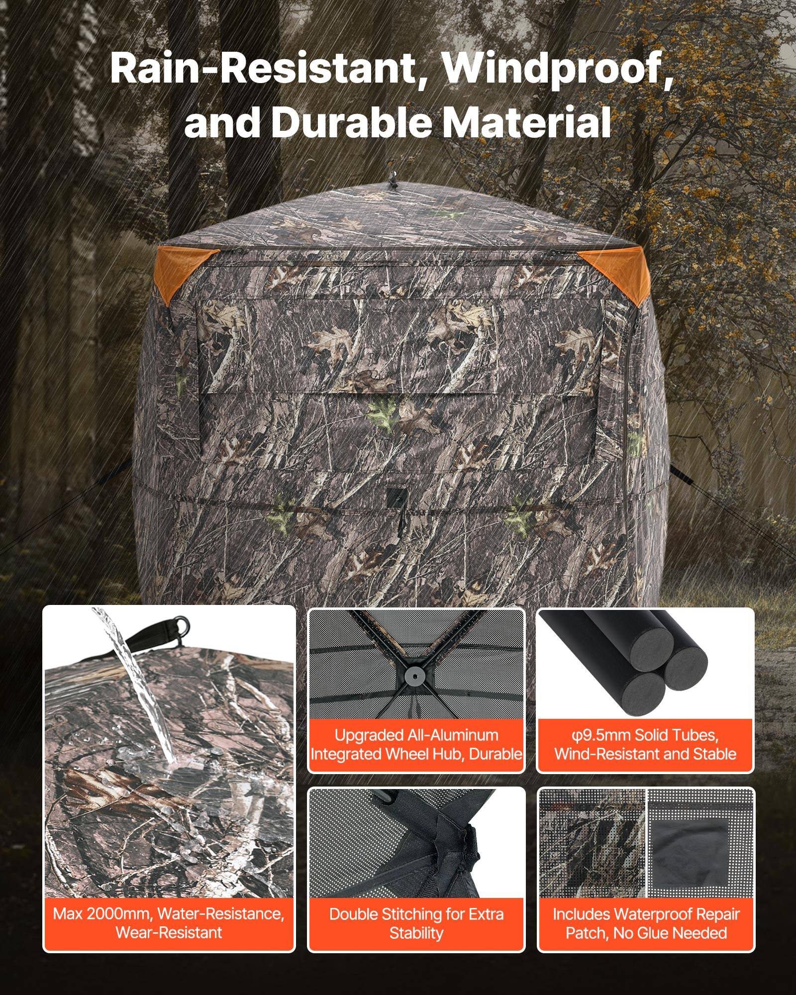 Rain-Resistant, Windproof, and Durable Material

- Upgraded All-Aluminum Integrated Wheel Hub, Durable
- φ9.5mm Solid Tubes, Wind-Resistant and Stable
- Max 2000mm, Water-Resistance, Wear-Resistant
- Double Stitching for Extra Stability
- Includes Waterproof Repair Patch, No Glue Needed