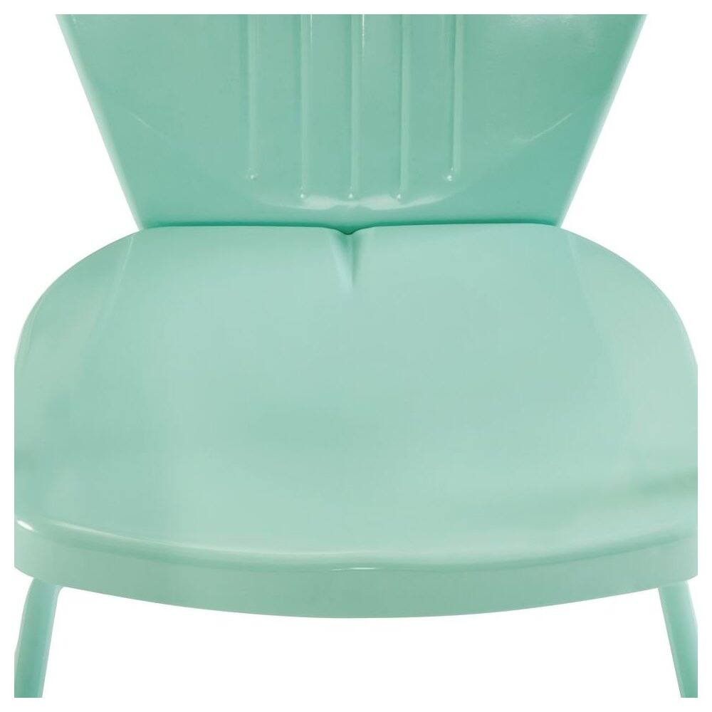 Back. Outdoor Escape - Aqua Blue Metal Patio Chair with Gloss Finish – Decorative Retro Style - Aqua Gloss.