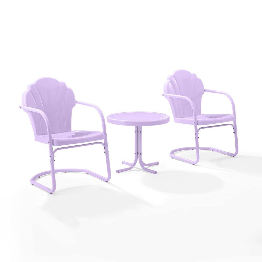 Alt View 7. Crosley Furniture - Tulip 3Pc Retro Outdoor Chair Set - Side Table & 2 Chairs - Lavender Gloss.