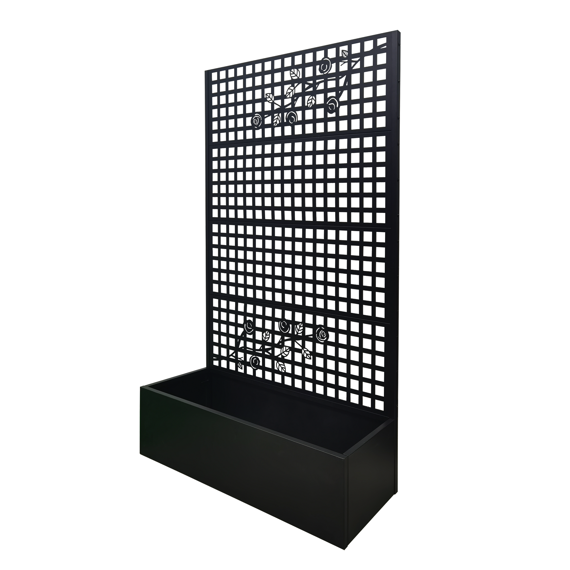 Alt View 5. Loheer - Metal Planter Box with Trellis, 5.9 ft H Raised Garden Bed Privacy Screen for Patio Balcony - Black.