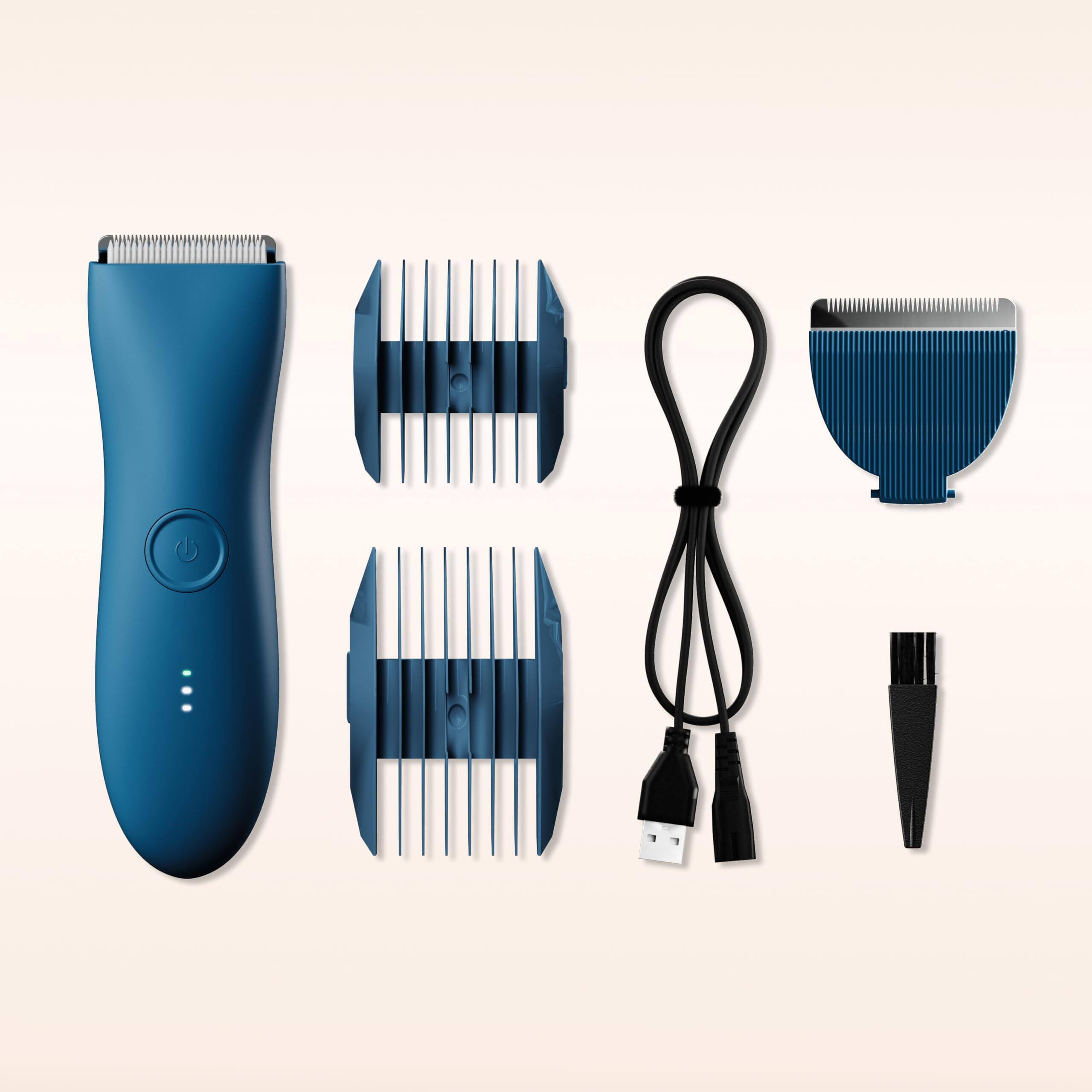 Alt View 10. PRIMEPLUS - Body Hair Trimmer & Electric Shaver for Pubic, Chest, Legs, Bikini, Waterproof Rechargeable - Ocean Blue.
