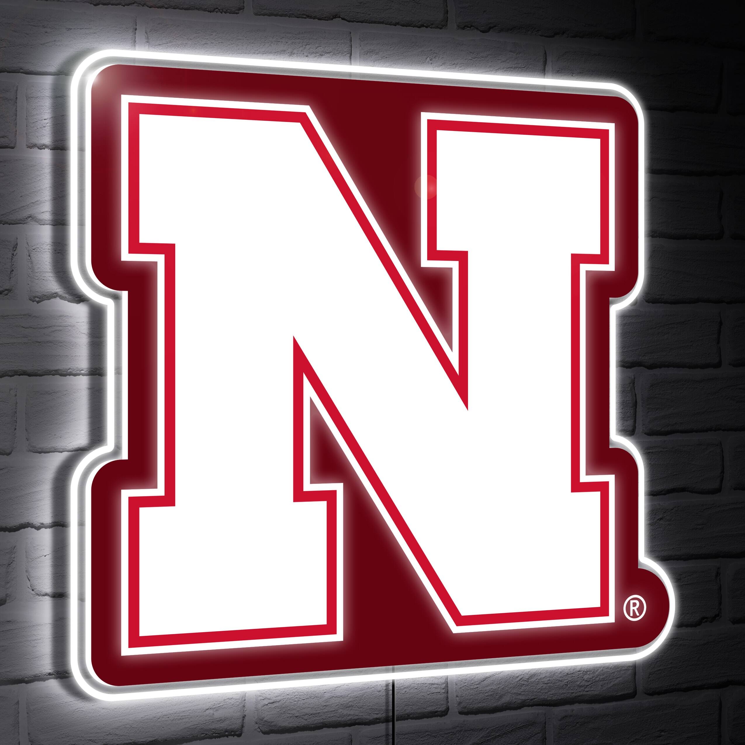 Nebraska Huskers LED Team Logo Shaped Lighted Wall Sign
