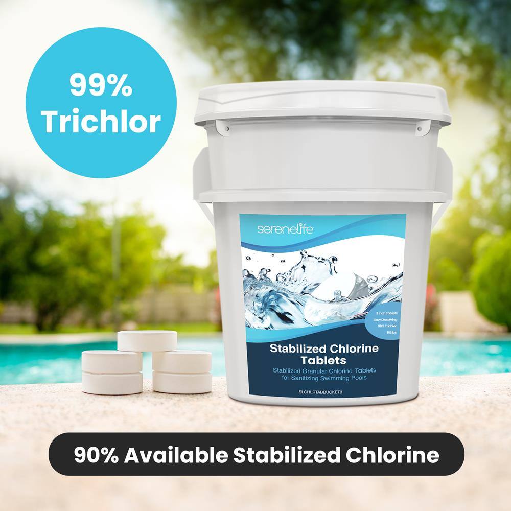 99% Trichlor Serenelife Stabilized Chlorine Tablets  
Stabilized Granular Chlorine Tablets for Sanitizing Swimming Pools  
90% Available Stabilized Chlorine