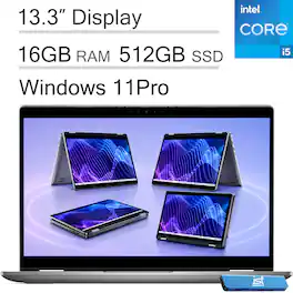 Dell - Upgraded - 13 2-in-1 Business Laptop - Latitude 13'' Touchscreen - Intel Core i5 - 16GB DDR5 RAM - 512GB SSD - Backlit - Win 11Pro - Gray
