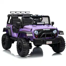 GARVEE - 24V 2 Seater Kids Electric Truck with Parent Remote Control, 4WD Ride on Car for Toddlers & Kids 4-8, 100Min Battery - Purple