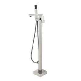 Boyel Living - Single-Handle Floor Mount Freestanding Tub Faucet with Hand Shower and Water Supply Lines in - Brushed Nickel