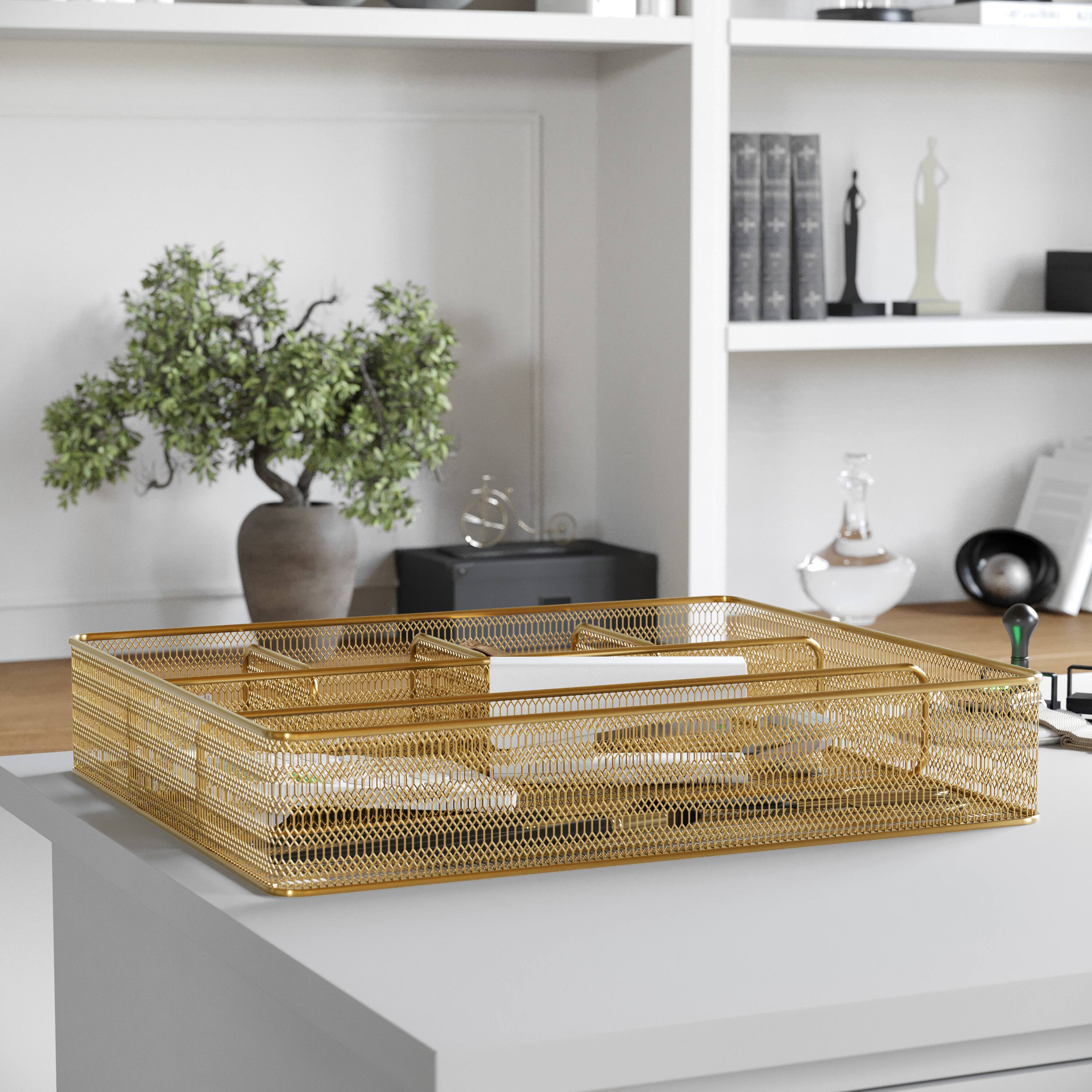 Alt View 11. Martha Stewart - Ryder Premium Mesh Metal Large Drawer Organizer - Gold.