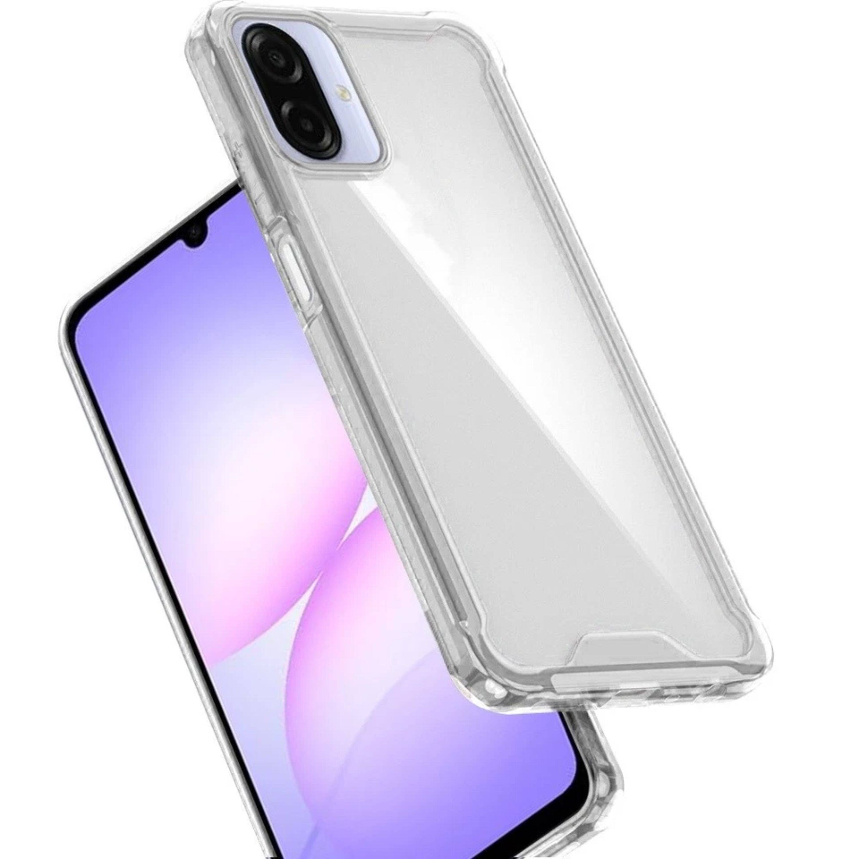 Left. Kitcheniva - Shockproof Transparent Hybrid Phone Case With Tempered Glass For Samsung Galaxy A07 - Clear.
