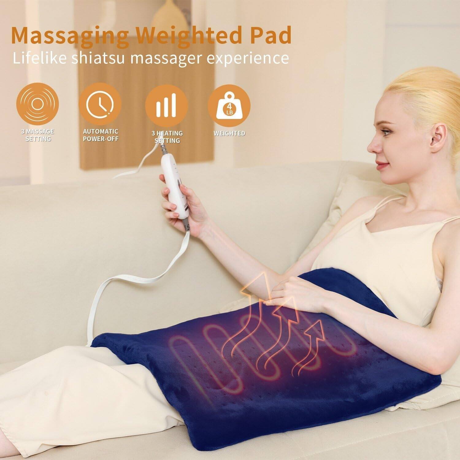 Massaging Weighted Pad  
Lifelike shiatsu massager experience  

- 3 MASSAGE SETTING  
- AUTOMATIC POWER-OFF  
- 3 HEATING SETTING  
- WEIGHTED