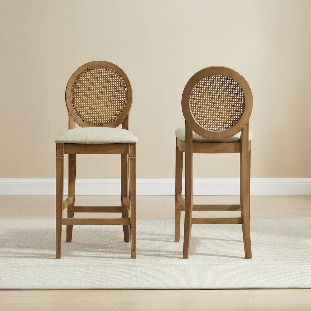Alt View 4. Crosley Furniture - Katia 2-Piece Cane-Back Counter Stool Set - 2 Cane-Back Counter Stools - Driftwood.