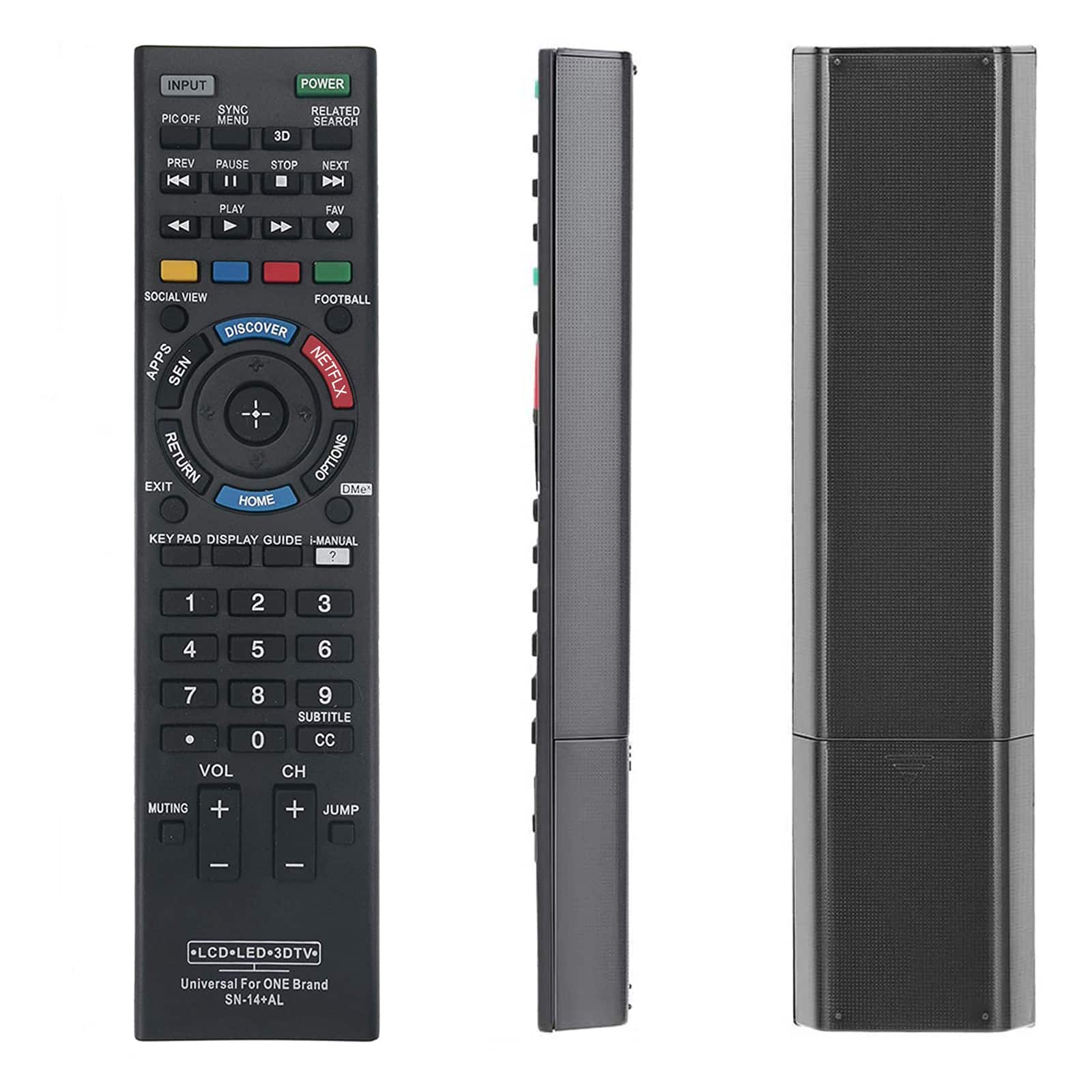 ZdalaMit - New Universal Replace Remote Control SN-14+AL fit for Almost All Sony 3D/ LCD/LED HDTV TV - Black