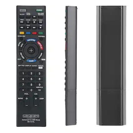 INPUT POWER PIC COFF SYNC MENU 3D RELATED SEARCH PREV PAUSE STOP NEXT PLAY FAV SOCIAL VIEW FOOTBALL DISCOVER APPS SEN NETFLX RETURN OPTIONS EXIT DiMe HOME KEY PAD DISPLAY GUIDE I-MANUAL 1 2 3 4 5 6 7 8 9 0 SUBTITLE CC CH VOL Muting + JUMP - LCD-LED-3DTV- Universal For ONE Brand SN-14+AL