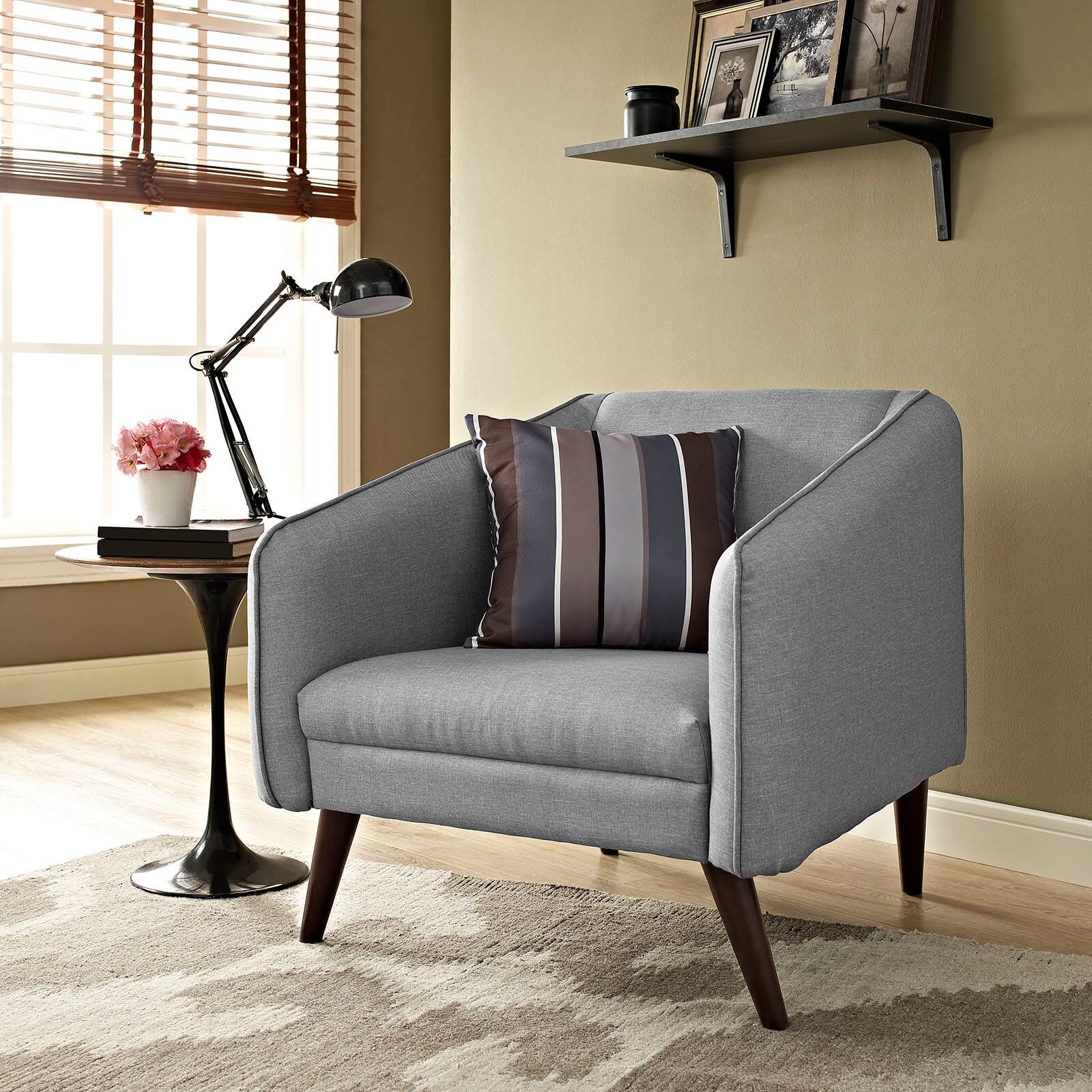 Front. Modway - Slide Upholstered Fabric Armchair by Modway - LightGray.