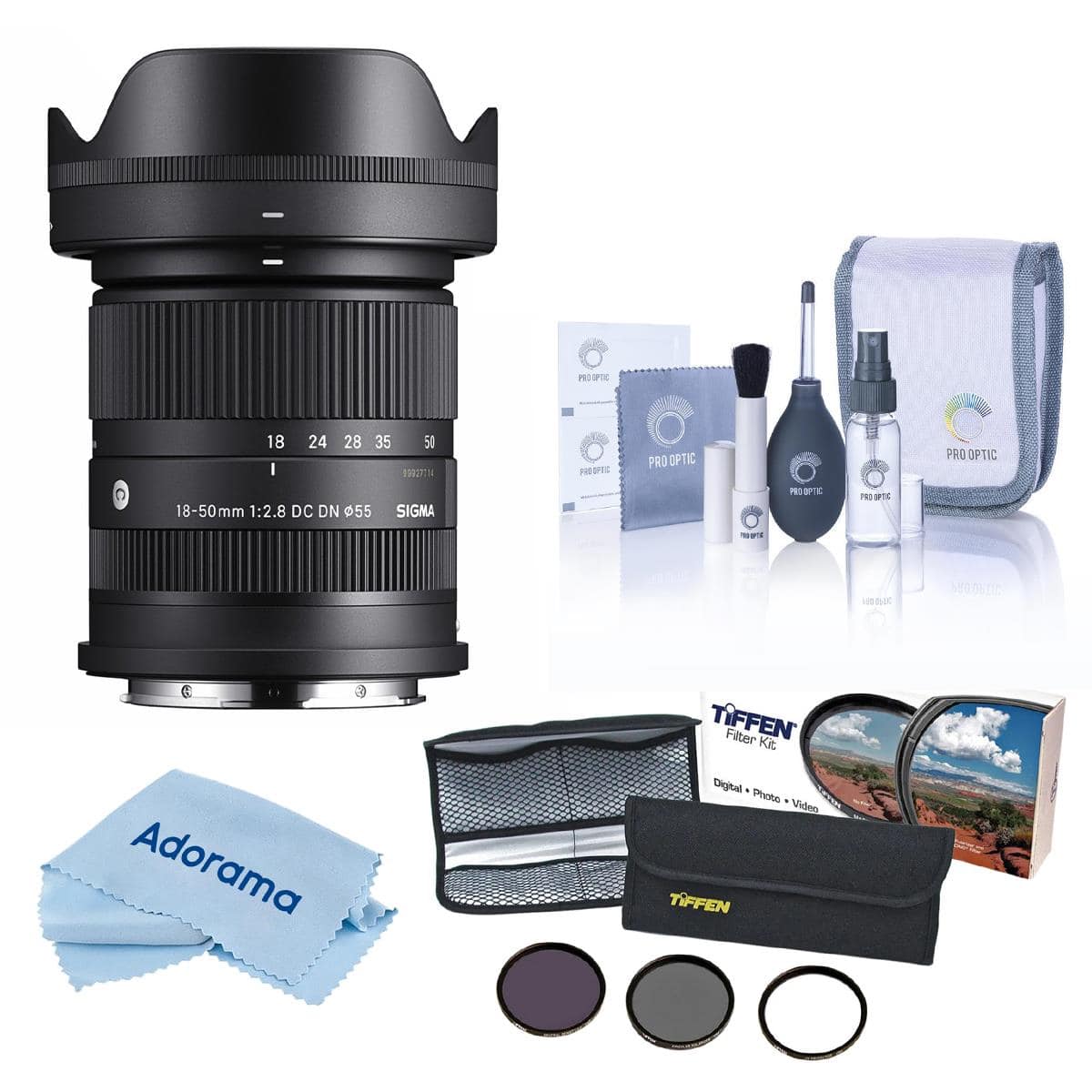 Bundle - Sigma - 18-50mm f/2.8 DC DN Contemporary Lens for Sony E, with 55mm Essential Filter Kit, Cleaning Kit and Cleaning price history on PriceWatchPro