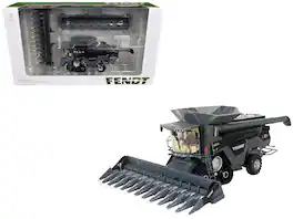 SpecCast Collectibles - Fendt Ideal 8T Combine with Grain Head and 12 Row Corn Head Half-Track Gray 1/64 Diecast Model by SpecCast