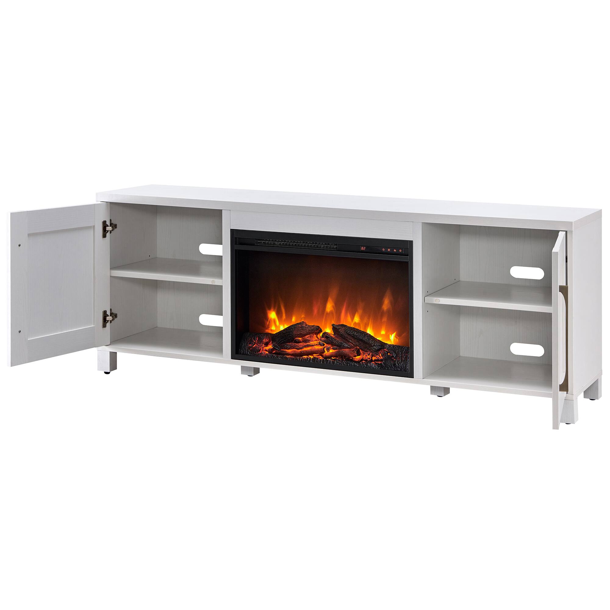 Alt View 15. Henn & Hart - Chabot Log Fireplace TV Stand for TVs up to 75" - White.