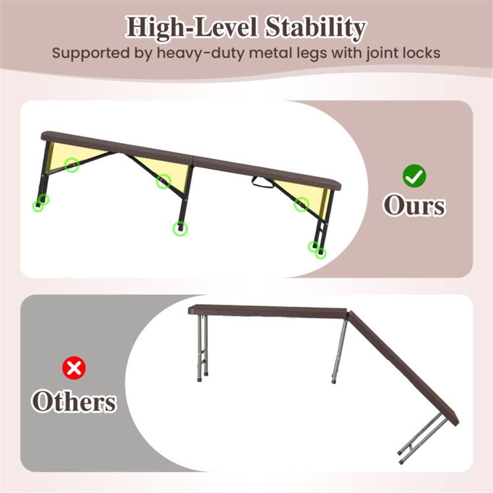 High-Level Stability  
Supported by heavy-duty metal legs with joint locks  

Ours  
Others