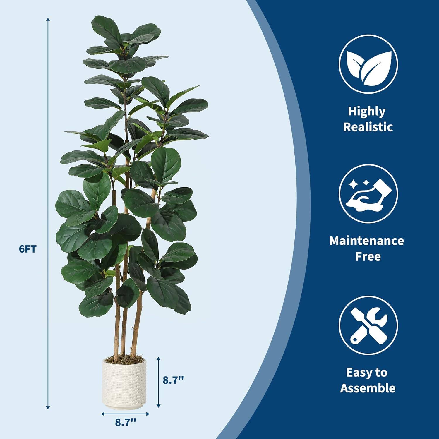 Highly Realistic  
6FT  
Maintenance Free  
Easy to Assemble  
8.7"  
8.7"