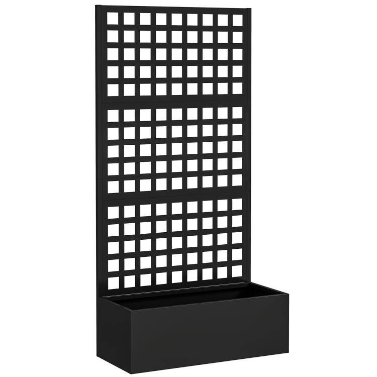 Alt View 10. PULUZ - Galvanized Raised Garden Bed Planter Box with Trellis for Climbing Plants, Vegetable, Vines - Black.