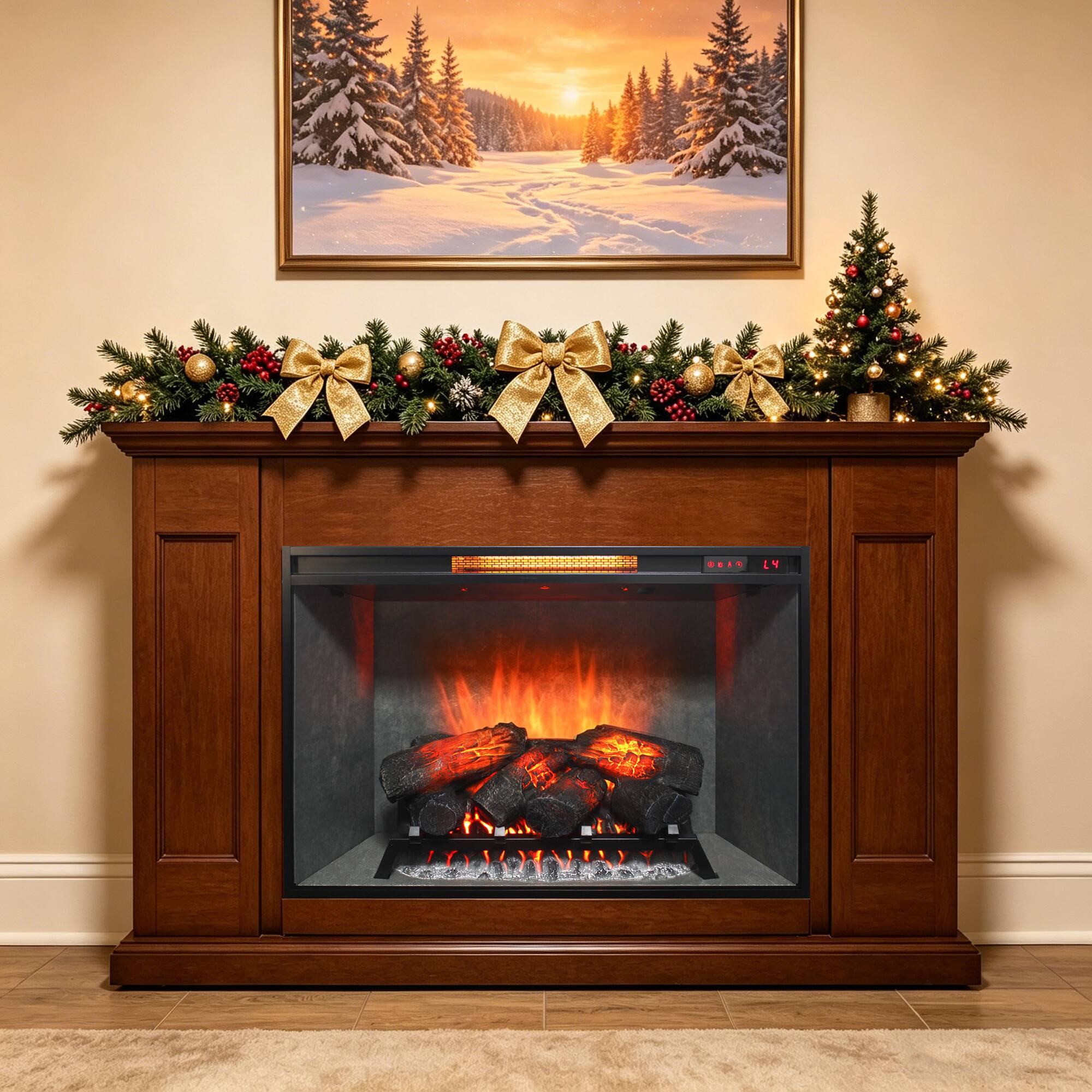 Alt View 3. Boyel Living - 33-in Antique Black Infrared Electric Fireplace Insert 1500W 5000 BTU with Touch Panel Remote Control 4-Color Flame - Antique Black.