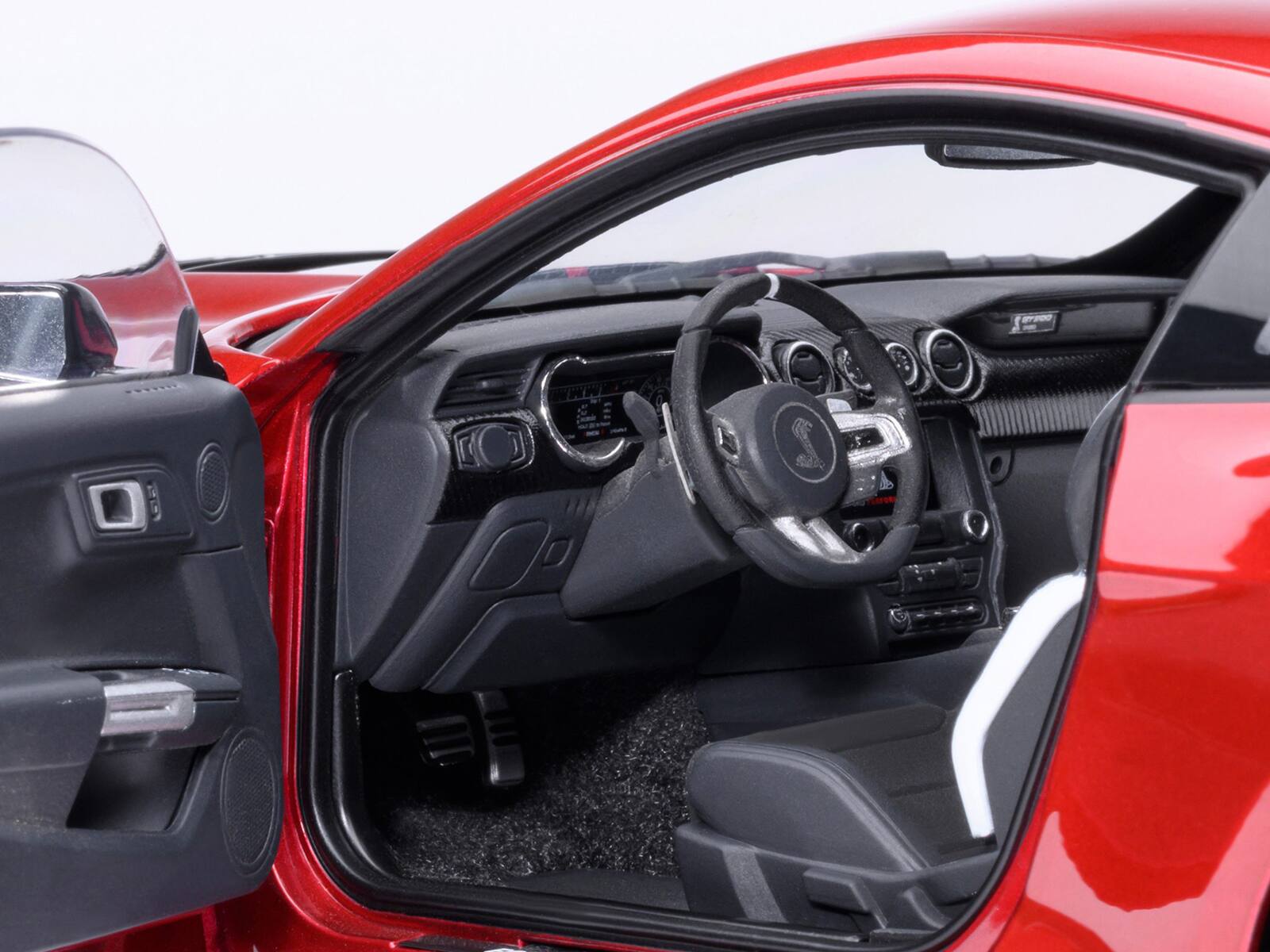 Alt View 3. Autoart - Ford Mustang Shelby GT500 Rapid Red Metallic with Black Stripes 1/18 Model Car by Autoart.