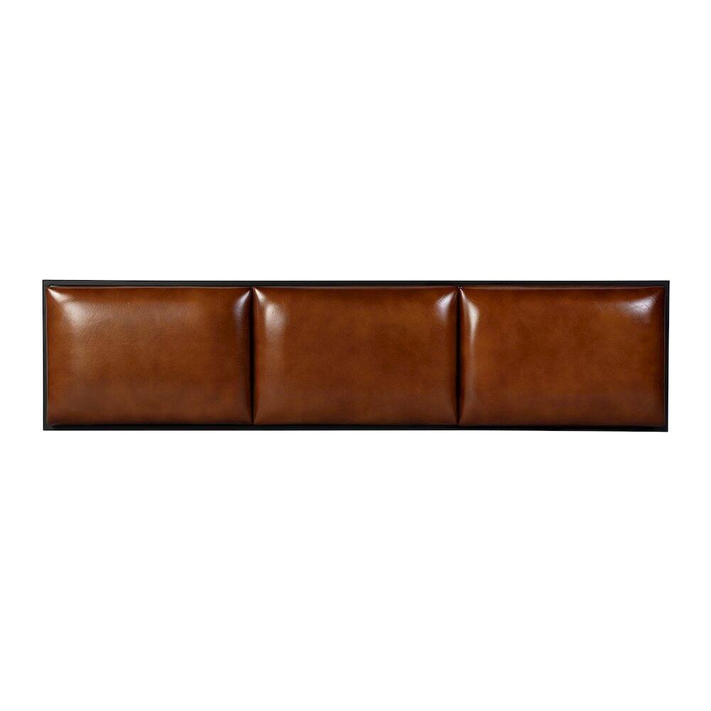 Front. Butler Specialty - Kane 62 in. W Leather and Iron Accent Bench - Brown,Black.