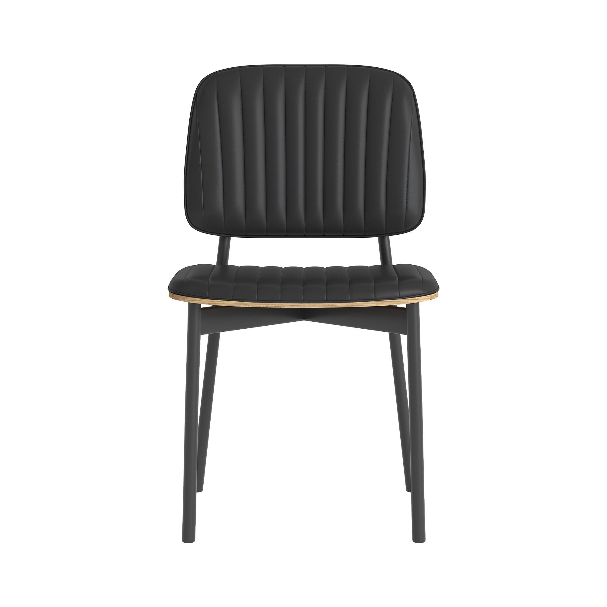 Alt View 5. luck idea - Mid-century Modern Dining Chair, Upholstered Leather Seat Back, Stylish Side Chair For Kitchen Dining Room Living Room - Black.