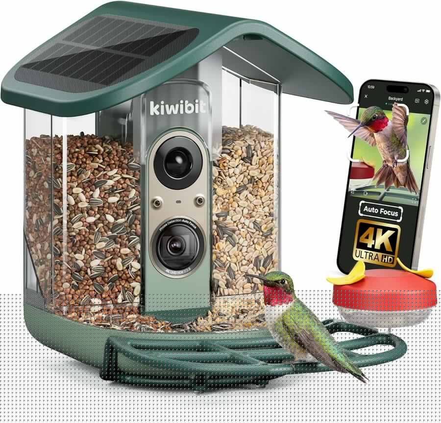 Static Detection Mic Solar Bird Feeder with Camera, 4K Auto Focus, Kiwibit Bird Feeder 2 Pro ...