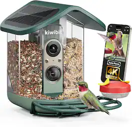Solar Bird Feeder with Camera, 4K Auto Focus, Kiwibit Bird Feeder 2 Pro - Green