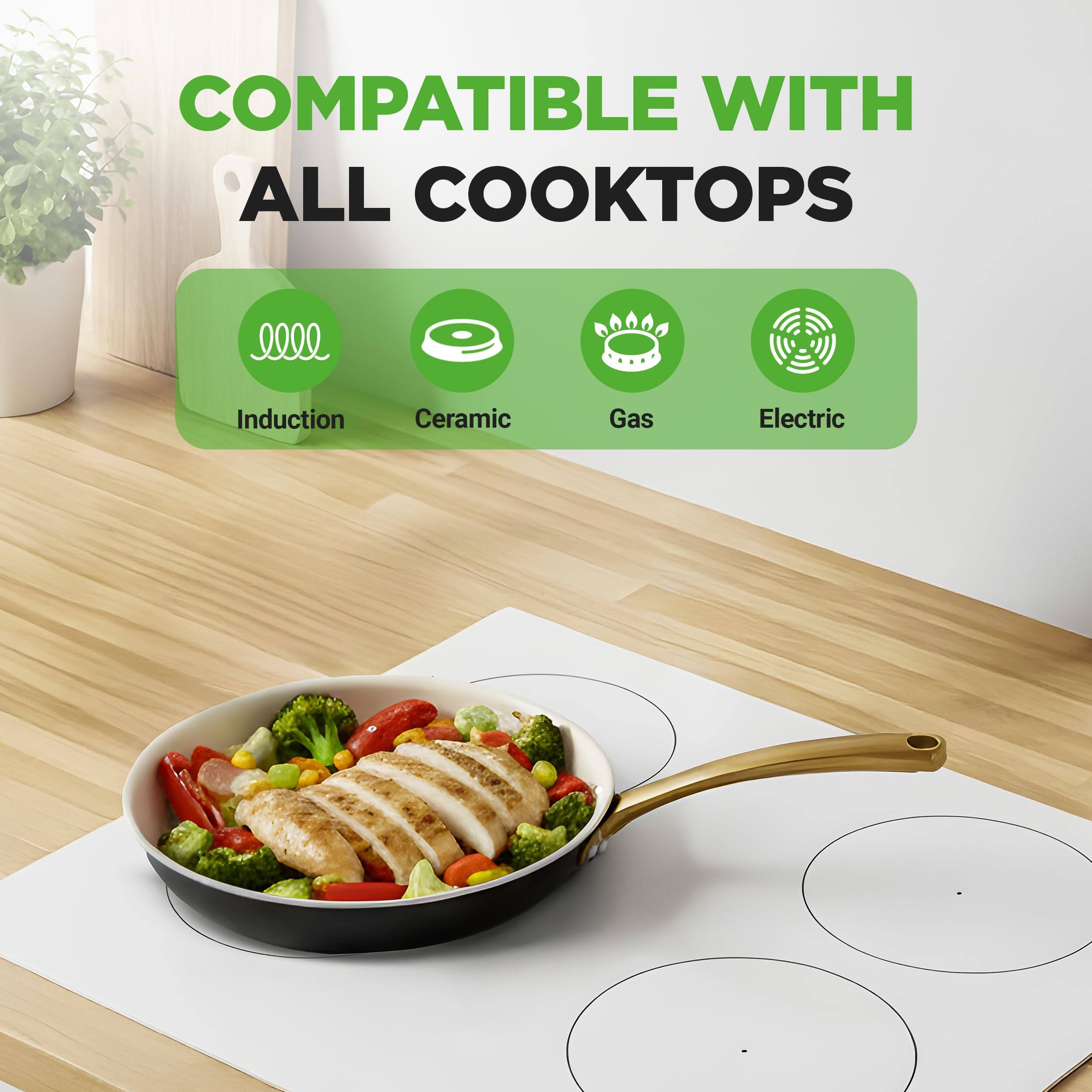 COMPATIBLE WITH ALL COOKTOPS

Induction  
Ceramic  
Gas  
Electric