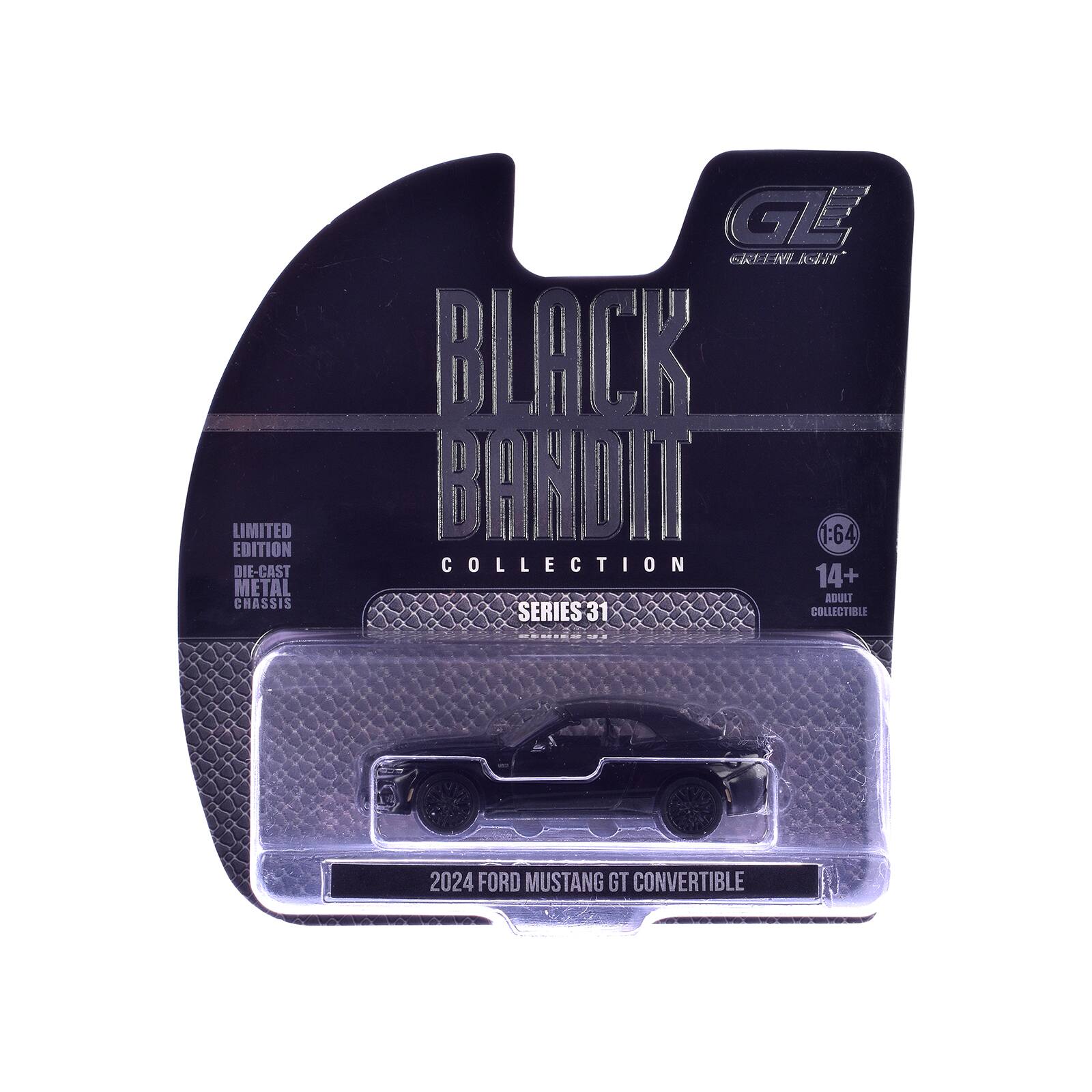 LIMITED EDITION DIE-CAST METAL CHASSIS BLACK BANDIT 1:64 COLLECTION SERIES 31 COLLECTIBLE 14+ ADULT 2024 FORD MUSTANG GT CONVERTIBLE
