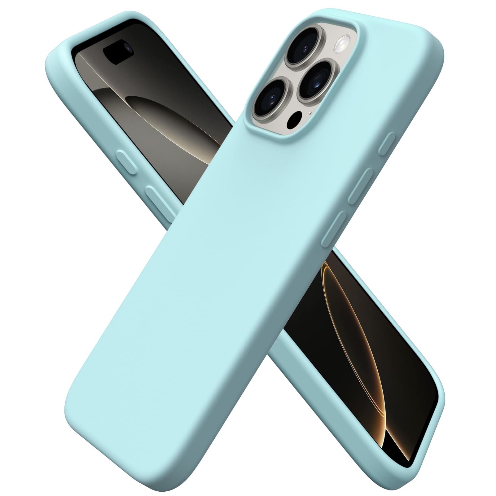 Front. Ornarto - ORNARTO Designed for iPhone 16 Pro Case 6.3", Liquid Silicone 3 Layers Full Covered Protective Cover-Fresh Mint - Fresh Mint.
