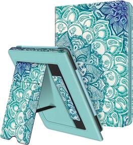Fintie - Stand Case for 6" Kindle Paperwhite (10th Generation, 2018) Foldable Kickstand PU Leather Cover with Hand Strap - Emerald Illusions
