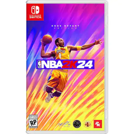 NINTENDO SWITCH. KOBE BRYANT EDITION. NBA 2K24. RATING PENDING. RP. ESRB. CONTENT. 10. - T (Teen 13+)