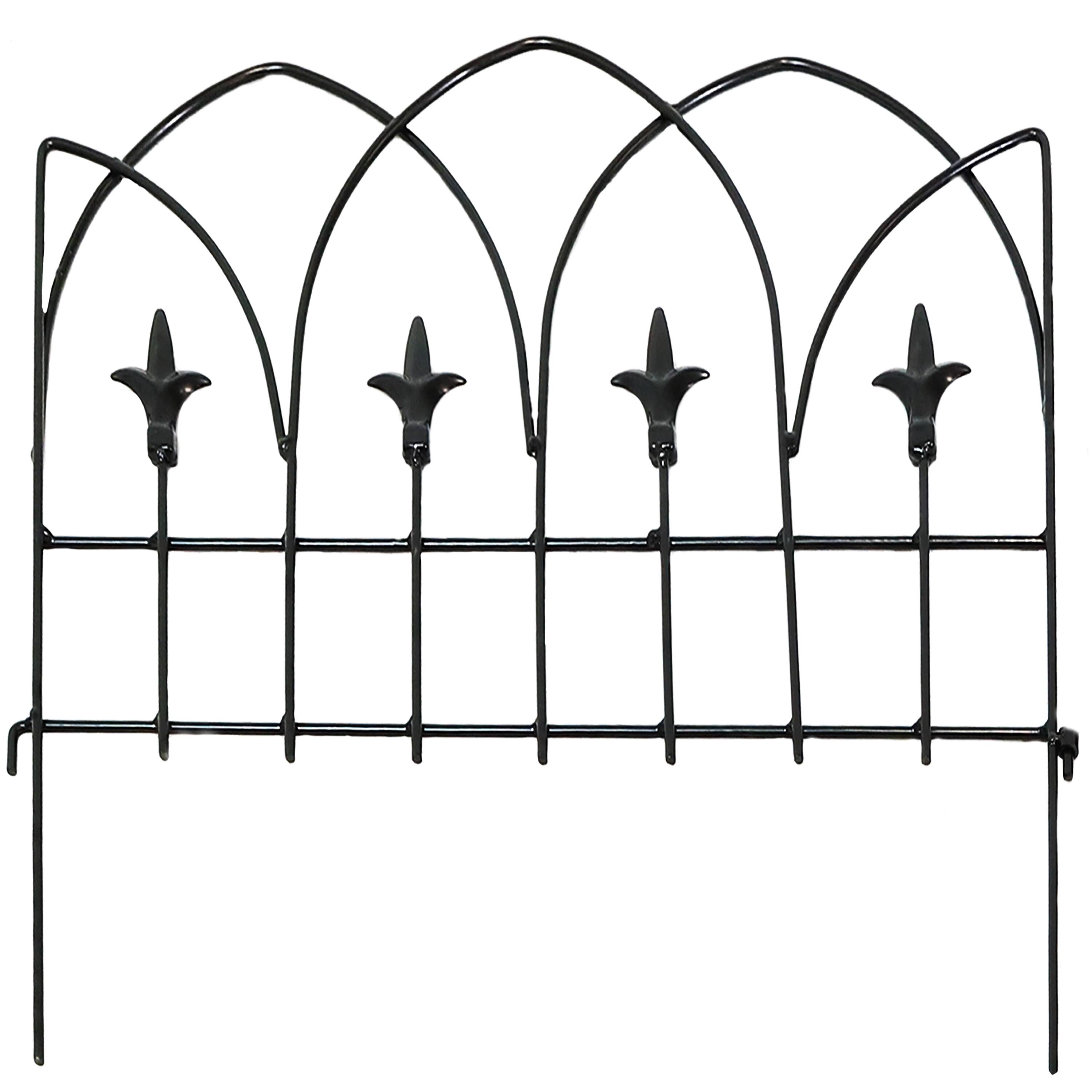 Alt View 7. Sunnydaze - 5-Piece Bayonne Steel Finial Garden Border Fencing - 8 ft - Black.