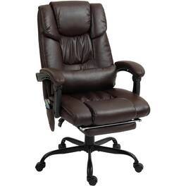 Forest'nSky - High Back Reclining Office Chair with 6 Vibrating Points with Footrest and Remote - Brown