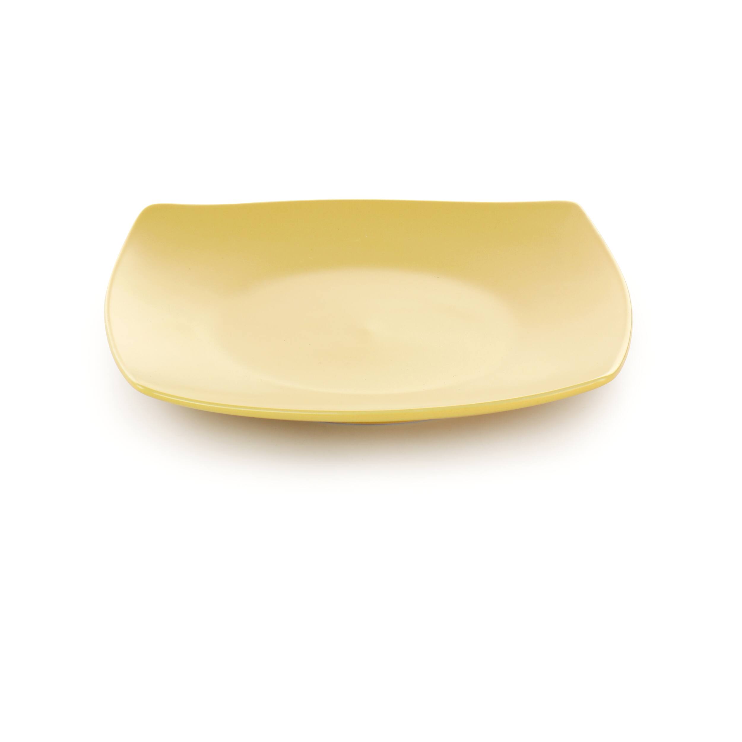 Alt View 3. Gibson - Gibson Home Zen Buffetware 12 Piece Square Fine Ceramic Dinnerware Set in Matte Yellow - Yellow.