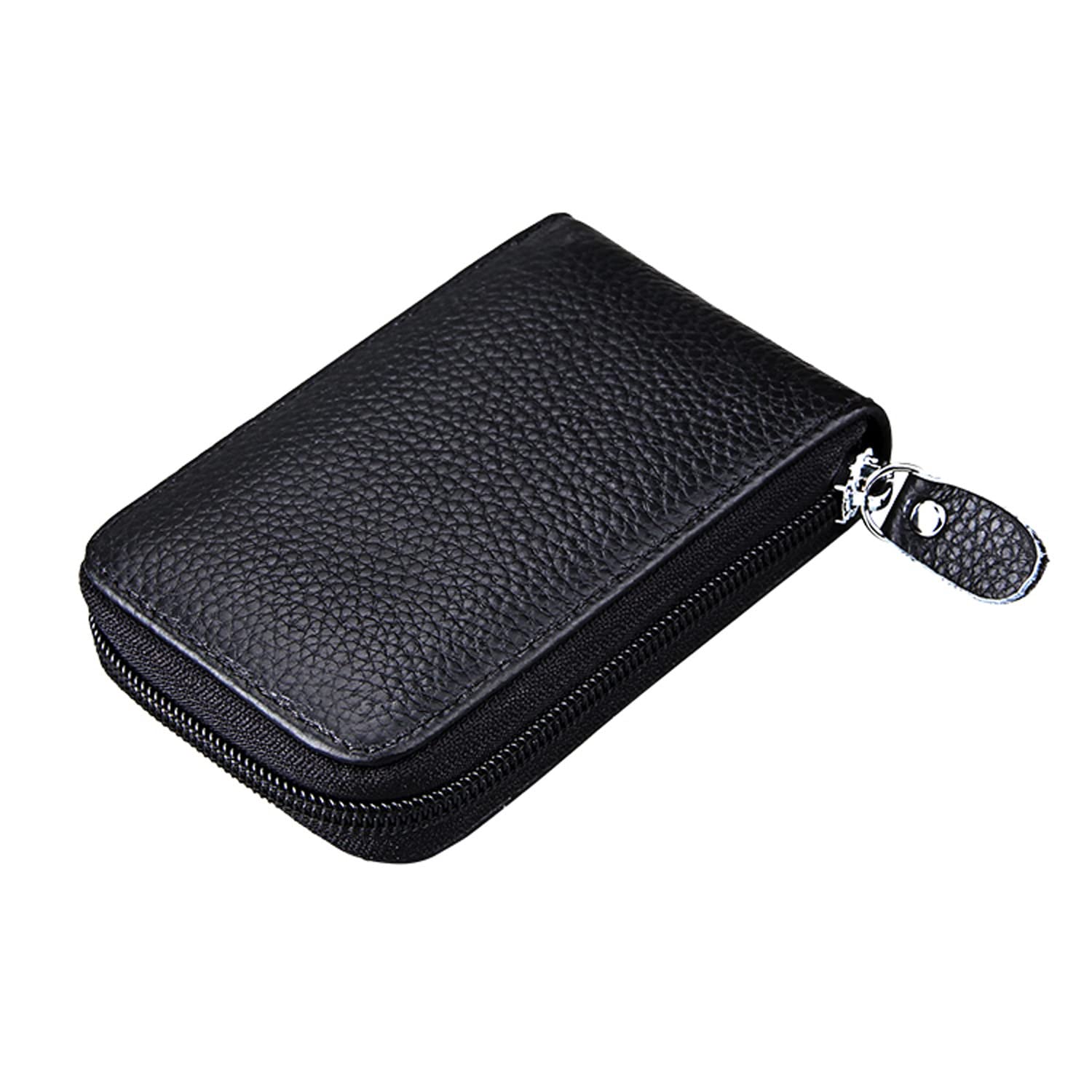 Alt View 4. Jadie Link - Rfid Blocking Credit Card Case Organizer Genuine Leather Zip-around Security Wallet Black MaterialCowhide Genuine - Orange.