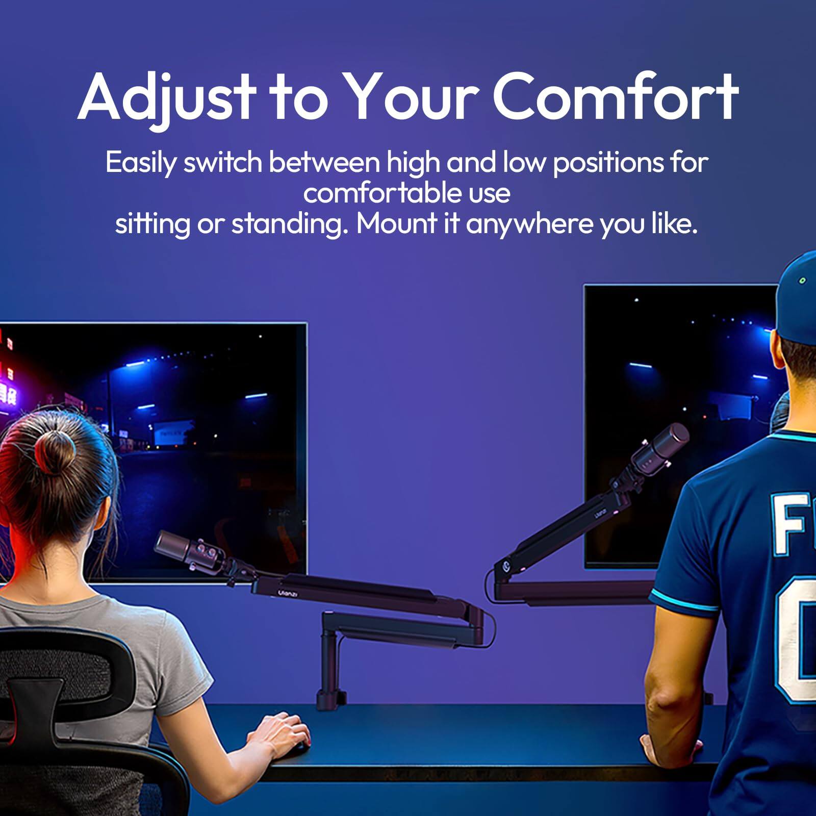 Adjust to Your Comfort

Easily switch between high and low positions for comfortable use sitting or standing. Mount it anywhere you like.