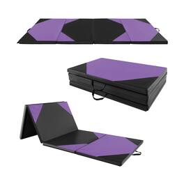 SlickBlue - Folding Exercise Mat with Hook and Loop Fasteners for Home Workouts - Purple