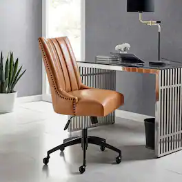 Empower Channel Tufted Vegan Leather Office Chair by Modway - Black Tan