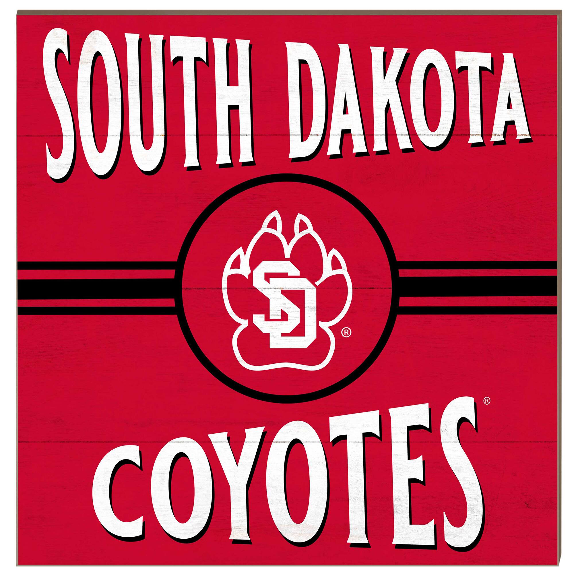 South Dakota Coyotes 10'' x 10'' Retro Team Sign