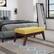 Left. Simpli Home - Draper Mid Century Tufted Ottoman Bench - Dijon Yellow.